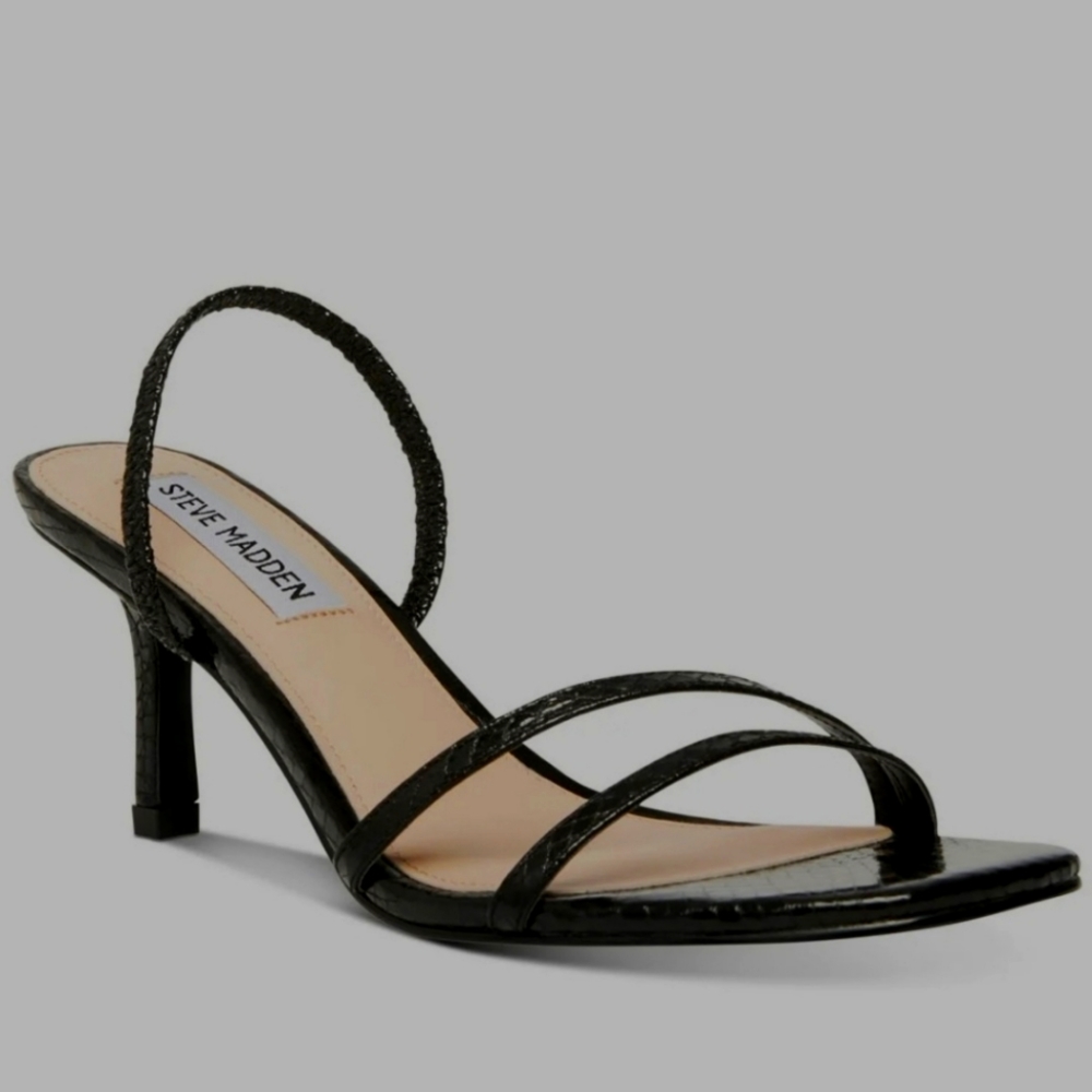 SOLD Steve Madden Black Strap Mini High Heel Size 9